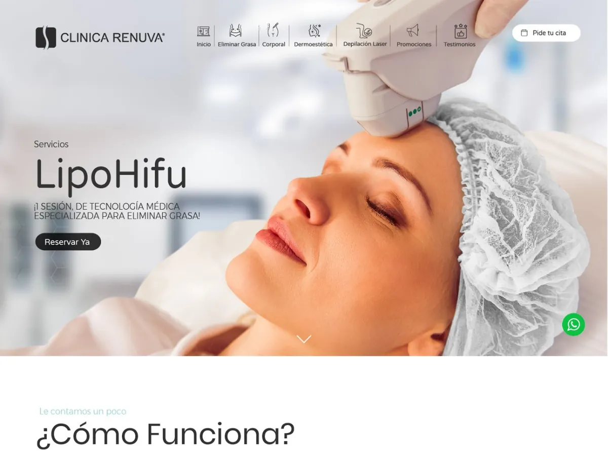 Captura del sitio web de Clínica Renuva (Medicina estética), proyecto de BUUUM agencia digital en Buenos Aires