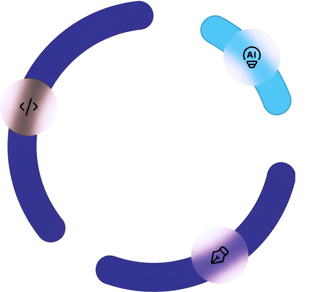 Digital services ecosystem circle graphic showing web design Google Ads and automation integration